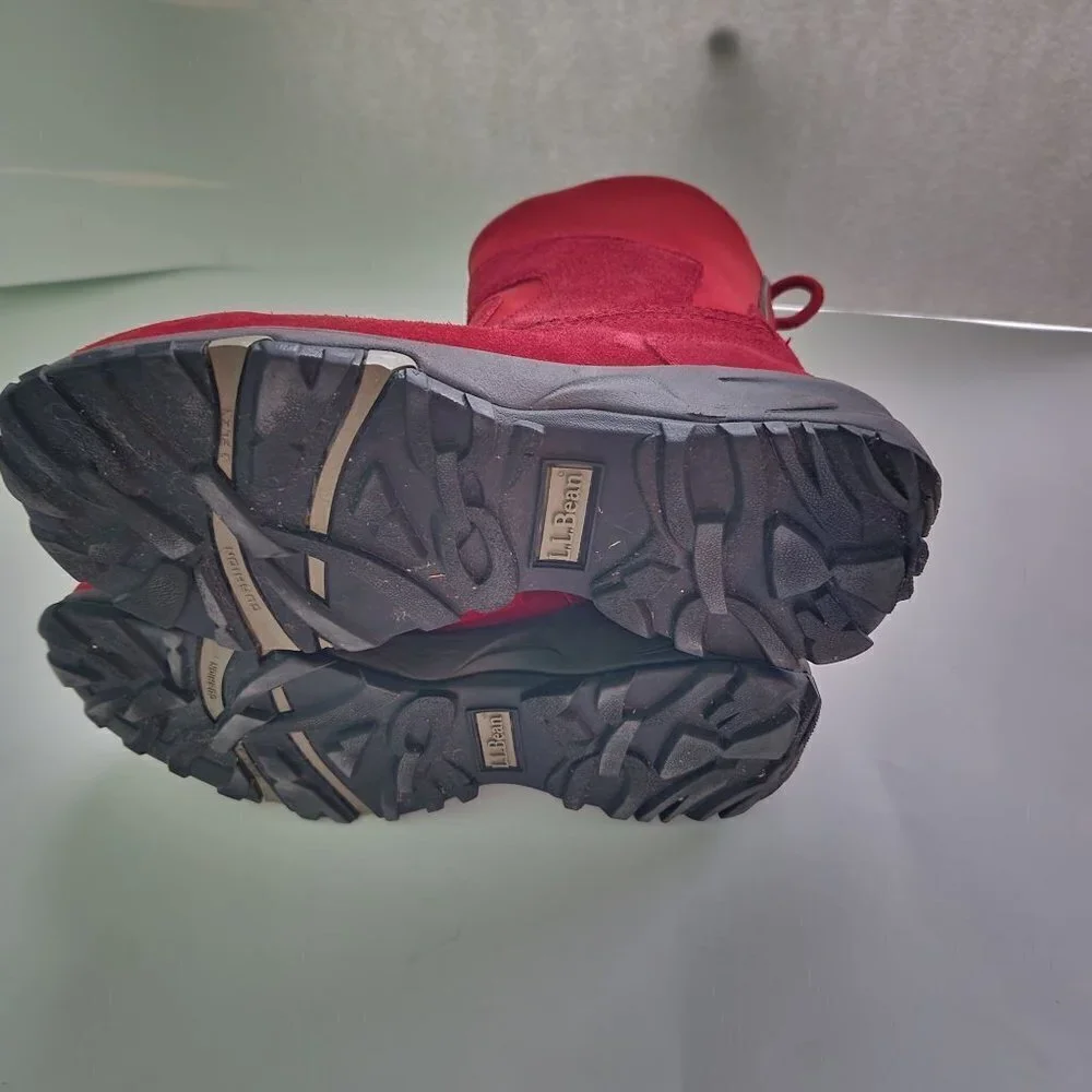 L.L. Bean Red Suede Thinsulate Pull On Winter Boots Size 8
